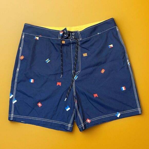 Nautica Board Swim Trunks Flag Printed Shorts Men Size 36 W - Picture 1 of 5